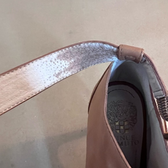 Vince Camuto Kalisi Brown Buttery Soft Leather Peep Toe High Heel Strap Boots - Picture 7 of 9